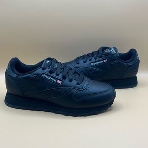 Reebok Classic Leather All Black Retro Shoes - Women’s Size 5 (5324) KIDS SZ 3.5